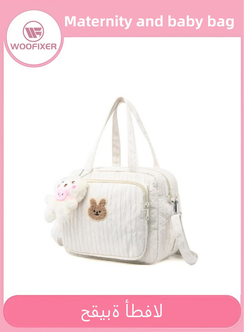 ووفيكسر حقيبة متعددة الاستخدامات لحفاضات الأطفال للأمهات، حقيبة سفر للأطفال للبنات والأولاد، حقيبة تخزين كبيرة للأمومة بدون دمية (أبيض) - Image 1